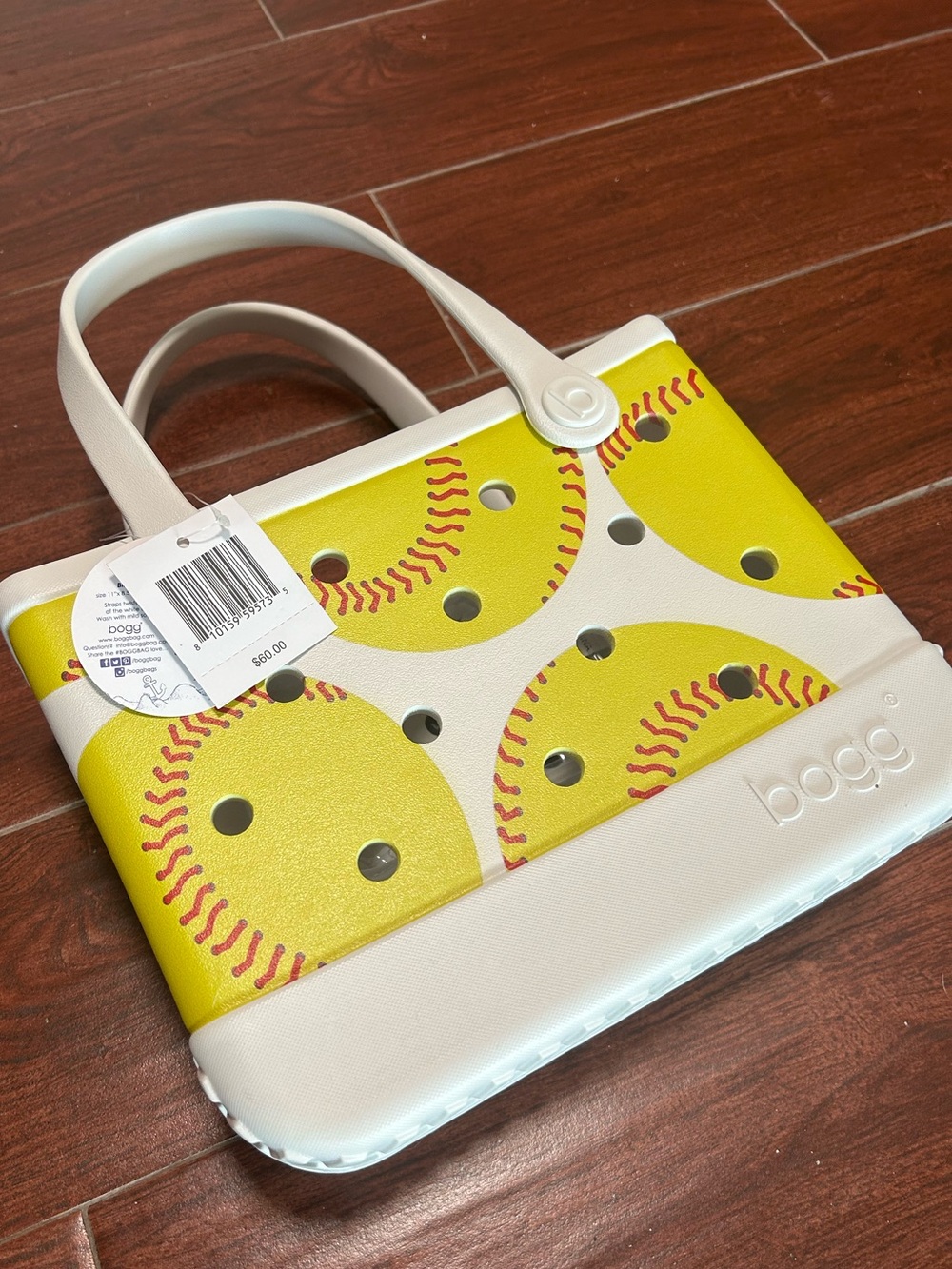 Bogg Bag Baseball Print Tote 11"x8.5"x5.5" Waterproof Beach Pool Bag NWT
